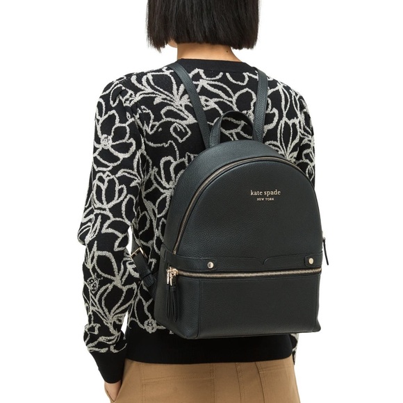 Kate Spade Black Pebbled Leather Backpack NWT - Picture 2 of 5